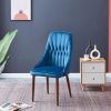 INO Design High Class Tall Back Arm Velvet Upholstered Chair with Metal Legs for Kitchen, Dining Room, Living Room (Blue, Single Chair)