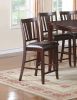 Simple Contemporary Set of 2 Counter Height Chairs Brown Finish Dining Seating Cushion Chair Unique Design Kitchen Dining Room Faux Leather Seat
