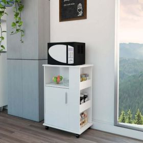 Kitchen Cart Newark, Three Side Shelves, White Finish