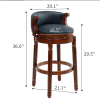 Seat height 29.5'' Cow top Leather Wooden Bar Stools, 360 Degree Swivel Bar Height Chair with Backs for Home Kitchen (dark blue 1pc)