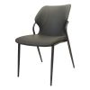 Modern Dining Chairs with Black Metal Legs, PU Leather Kitchen Chair, Set of 2 Upholstered Chair(Grey)