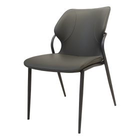 Modern Dining Chairs with Black Metal Legs, PU Leather Kitchen Chair, Set of 2 Upholstered Chair(Grey)