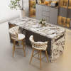 Gold Bar chairs Set of 2, Counter Height Bar Stools with Low Back, for Kitchen Island, Bar Pub (Beige gold foot )