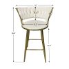 Gold Bar chairs Set of 2, Counter Height Bar Stools with Low Back, for Kitchen Island, Bar Pub (Beige gold foot )