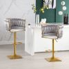 Bar Stools Set of 2,Gold Velvet Bar Stools,Counter Height Bar Stools with Low Back,Swivel Bar Stools for Kitchen Island, Bar Pub Dark Grey