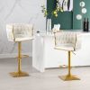 Bar Stools Set of 2,Gold Velvet Bar Stools,Counter Height Bar Stools with Low Back,Swivel Bar Stools for Kitchen Island, Bar Pub Beige