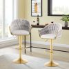 Bar Stools Set of 2,Counter Height Bar Stools,Velvet Swivel Bar Stool for Kitchen Island,Bar Pub LIGHTGREY