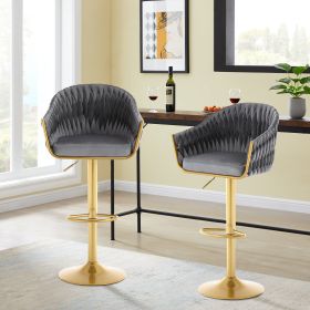 Bar Stools Set of 2,Counter Height Bar Stools,Velvet Swivel Bar Stool for Kitchen Island,Bar Pub DRAKGREE