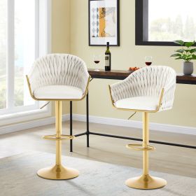Bar Stools Set of 2,Counter Height Bar Stools,Velvet Swivel Bar Stool for Kitchen Island,Bar Pub Beige