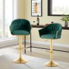 Bar Stools Set of 2,Counter Height Bar Stools,Velvet Swivel Bar Stool for Kitchen Island,Bar Pub GREEN