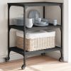 Kitchen Trolley Black 23.6"x16.1"x29.9" Engineered Wood