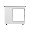 DEPOT E-SHOP Pl Kitchen Cart Two Storage Shelves, Three Side Shelves, Four Casters, White / Dark Brown