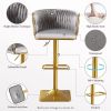 Bar Stools Set of 2,Gold Velvet Bar Stools,Counter Height Bar Stools with Low Back,Swivel Bar Stools for Kitchen Island, Bar Pub Dark Grey