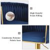 Bar Stools Set of 2,Gold Velvet Bar Stools,Counter Height Bar Stools with Low Back,Swivel Bar Stools for Kitchen Island, Bar Pub Blue