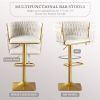 Bar Stools Set of 2,Gold Velvet Bar Stools,Counter Height Bar Stools with Low Back,Swivel Bar Stools for Kitchen Island, Bar Pub Beige
