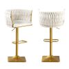 Bar Stools Set of 2,Gold Velvet Bar Stools,Counter Height Bar Stools with Low Back,Swivel Bar Stools for Kitchen Island, Bar Pub Beige