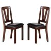 Dark Walnut Wood Framed Back Set of 2 Dining Chairs Breakfast Kitchen Cushion Seats