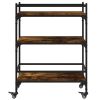 Kitchen Trolley Smoked Oak 25.6"x15.7"x34.1" Engineered Wood