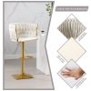 Bar Stools Set of 2,Gold Velvet Bar Stools,Counter Height Bar Stools with Low Back,Swivel Bar Stools for Kitchen Island, Bar Pub Beige