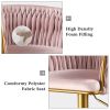 Bar Stools Set of 2,Gold Velvet Bar Stools,Counter Height Bar Stools with Low Back,Swivel Bar Stools for Kitchen Island, Bar Pub Navy Pink