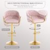 Bar Stools Set of 2,Counter Height Bar Stools,Velvet Swivel Bar Stool for Kitchen Island,Bar Pub PINK