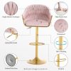 Bar Stools Set of 2,Counter Height Bar Stools,Velvet Swivel Bar Stool for Kitchen Island,Bar Pub PINK