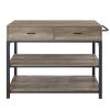 ACME Macaria Kitchen Island, Rustic Oak & Black Finish AC00403