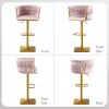 Bar Stools Set of 2,Gold Velvet Bar Stools,Counter Height Bar Stools with Low Back,Swivel Bar Stools for Kitchen Island, Bar Pub Navy Pink