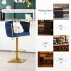 Bar Stools Set of 2,Gold Velvet Bar Stools,Counter Height Bar Stools with Low Back,Swivel Bar Stools for Kitchen Island, Bar Pub Blue
