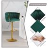Bar Stools Set of 2,Gold Velvet Bar Stools,Counter Height Bar Stools with Low Back,Swivel Bar Stools for Kitchen Island, Bar Pub Green