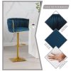 Bar Stools Set of 2,Gold Velvet Bar Stools,Counter Height Bar Stools with Low Back,Swivel Bar Stools for Kitchen Island, Bar Pub Navy Blue