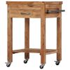 Kitchen Trolley 22.8"x22.8"x35" Solid Wood Acacia