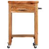 Kitchen Trolley 22.8"x22.8"x35" Solid Wood Acacia