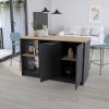 Kitchen Island Padua, Kitchen, Black / Macadamia