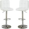 White Faux Leather Bar Stool Counter Height Chairs Set of 2 Adjustable Height Kitchen Island Stools Modern