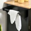 41" Modern Rolling Kitchen Island on Wheels, Utility Cart Storage Trolley with Rubberwood Top & Drawers, Black