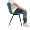 Dining chairs set of 2, Dark Green velvet Chair modern kitchen chair with metal leg