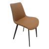 Brown PU Leather Dining Chair with Metal Legs, Modern Upholstered Chair Set of 4 for Kitchen, Restaurant, Living, Meeting Room