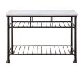 Freyja Kitchen Island; White Cultured Stone & Gray Finish YF