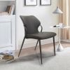 Modern Dining Chairs with Black Metal Legs, PU Leather Kitchen Chair, Set of 2 Upholstered Chair(Grey)