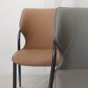 Modern Dining Chairs with Black Metal Legs, PU Leather Kitchen Chair, Set of 2 Upholstered Chair(Grey)