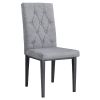Linen Tufted Dining Room Chairs Set of 4, Accent Diner Chairs Upholstered Fabric Side Stylish Kitchen Chairs with Metal Legs and Padded Seat - Gray