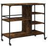 Kitchen Trolley Smoked Oak 39.4"x17.7"x35.2" Engineered Wood
