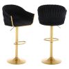 Bar Stools Set of 2,Counter Height Bar Stools,Velvet Swivel Bar Stool for Kitchen Island,Bar Pub Black