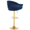 Bar Stools Set of 2,Counter Height Bar Stools,Velvet Swivel Bar Stool for Kitchen Island,Bar Pub BLUE