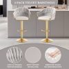 Bar Stools Set of 2,Counter Height Bar Stools,Velvet Swivel Bar Stool for Kitchen Island,Bar Pub LIGHTGREY