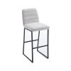 Bar Stools Set of 2 With Back,Upholstered Linen Fabric Kitchen Breakfast Bar Stools with Footrest,Beige Gray+Pale Blue