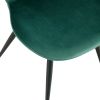 Dining chairs set of 2, Dark Green velvet Chair modern kitchen chair with metal leg