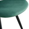 Dining chairs set of 2, Dark Green velvet Chair modern kitchen chair with metal leg