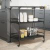 Kitchen Trolley Black 39.6"x19.7"x41.3" Engineered Wood